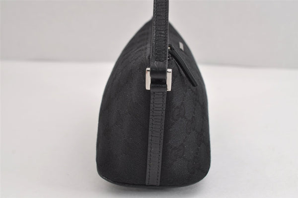 Authentic GUCCI Hand Bag Pouch Purse GG Canvas Leather 071982123 Black 1932J