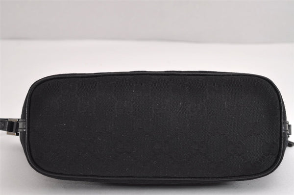 Authentic GUCCI Hand Bag Pouch Purse GG Canvas Leather 071982123 Black 1932J