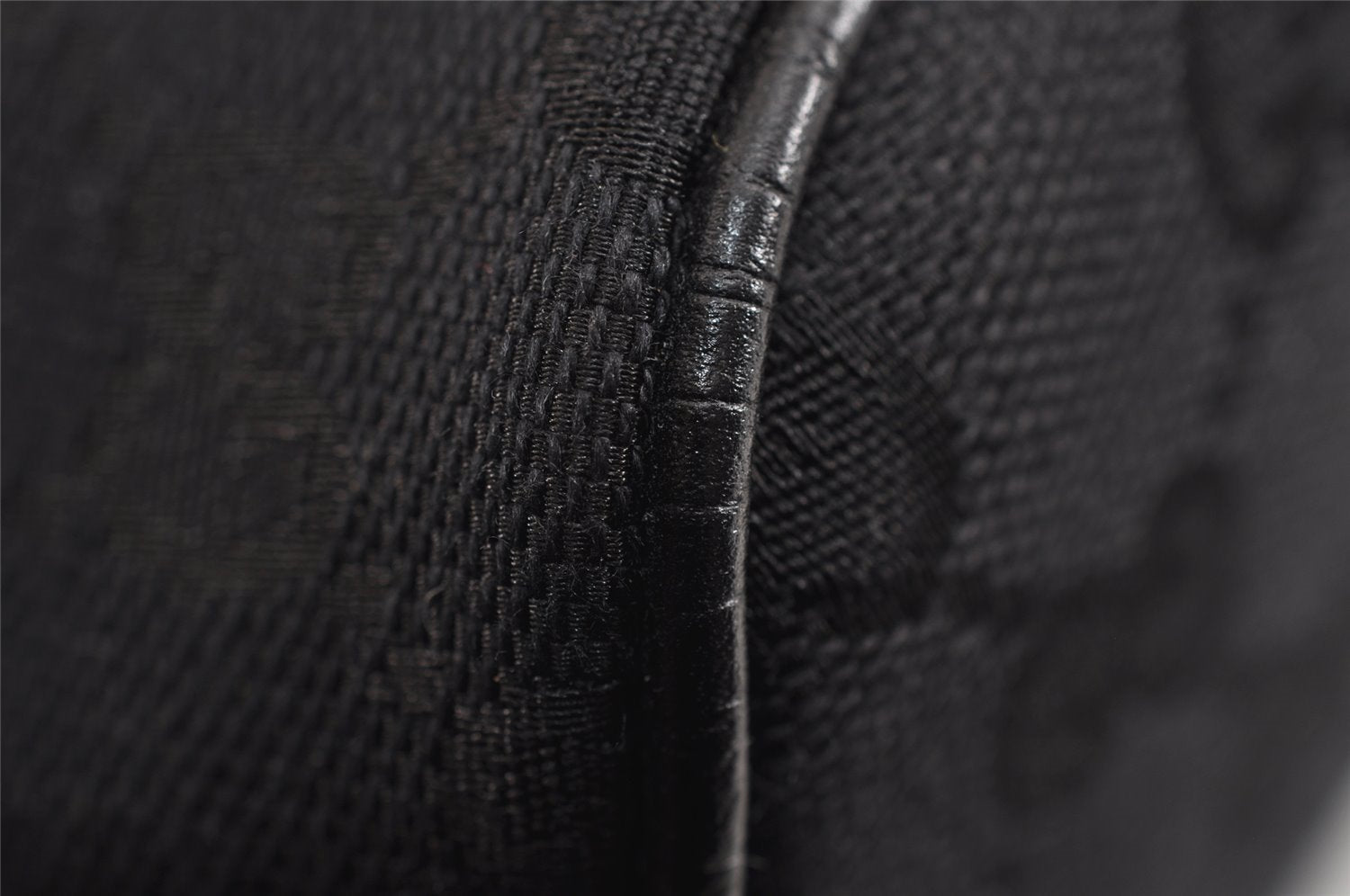 Authentic GUCCI Hand Bag Pouch Purse GG Canvas Leather 071982123 Black 1932J