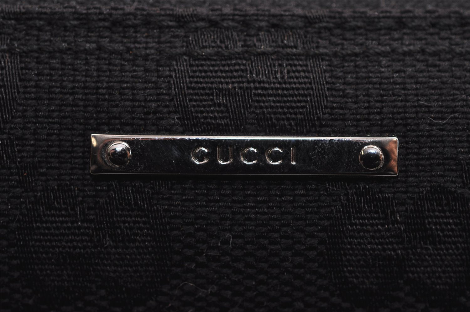 Authentic GUCCI Hand Bag Pouch Purse GG Canvas Leather 071982123 Black 1932J