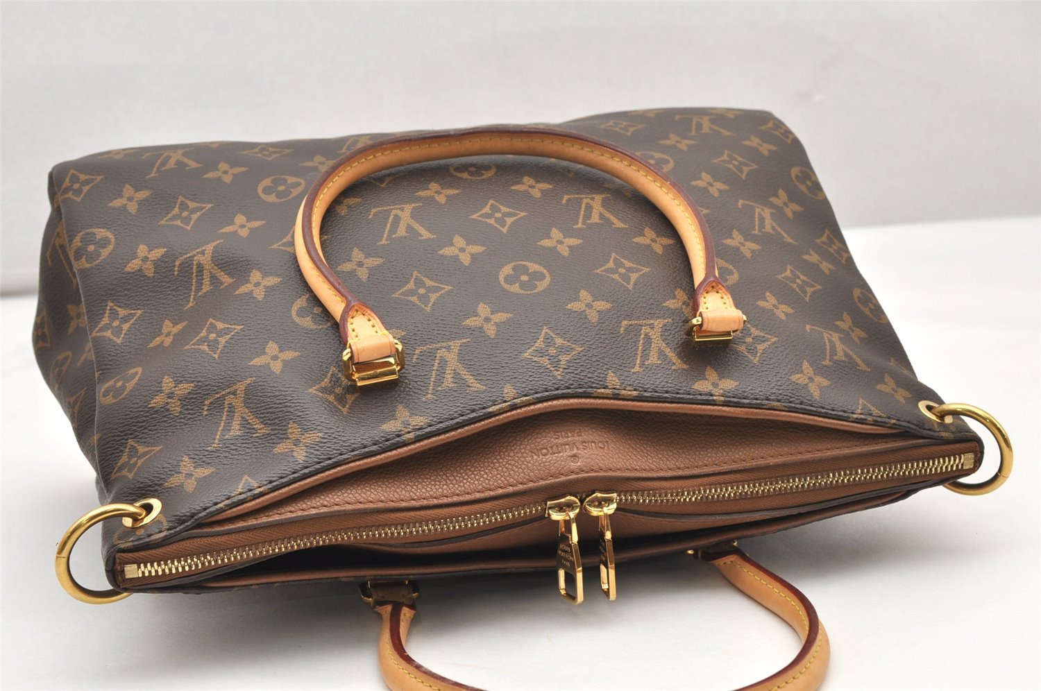 Authentic Louis Vuitton Monogram Pallas 2Way Hand Bag Brown M40907 LV 1933K