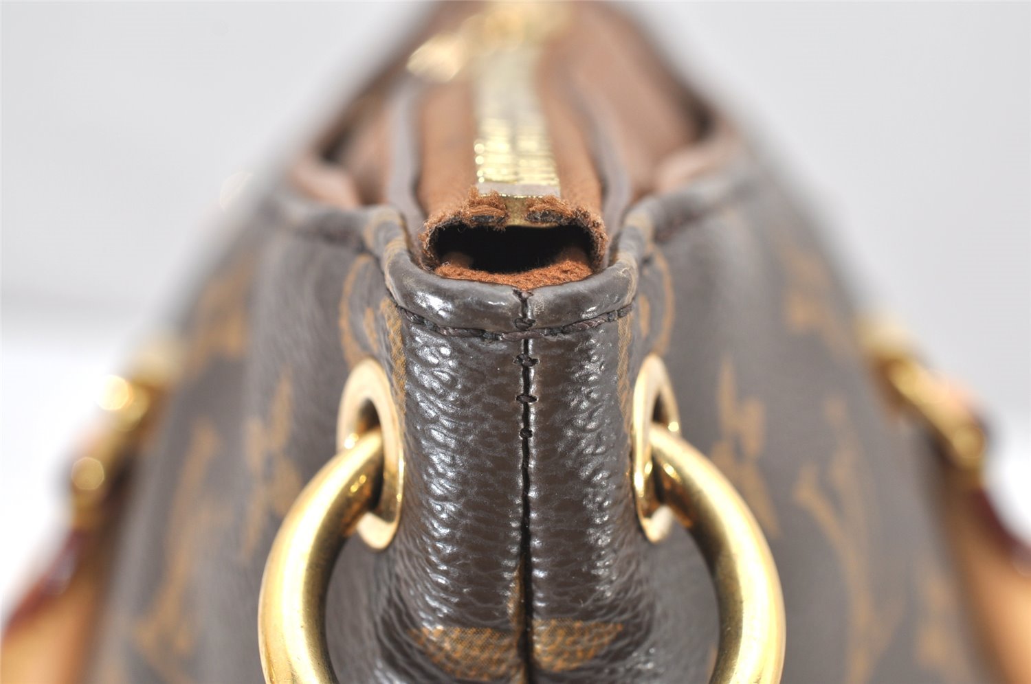 Authentic Louis Vuitton Monogram Pallas 2Way Hand Bag Brown M40907 LV 1933K