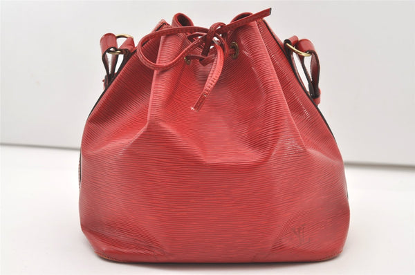 Authentic Louis Vuitton Epi Petit Noe Shoulder Drawstring Bag M44107 Red 1934J