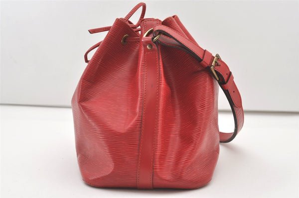 Authentic Louis Vuitton Epi Petit Noe Shoulder Drawstring Bag M44107 Red 1934J