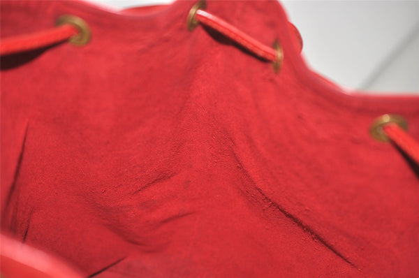 Authentic Louis Vuitton Epi Petit Noe Shoulder Drawstring Bag M44107 Red 1934J