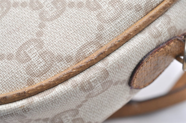 Authentic GUCCI GG Plus PVC Leather Shoulder Cross Body Bag Purse White 1936I