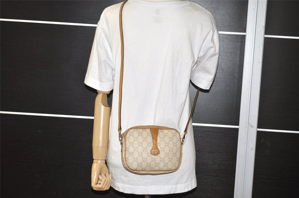 Authentic GUCCI GG Plus PVC Leather Shoulder Cross Body Bag Purse White 1936I