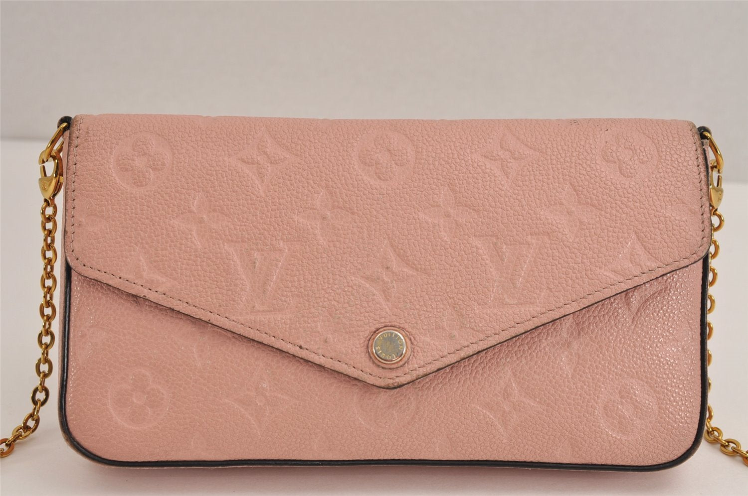 Auth Louis Vuitton Monogram Empreinte Pochette Felice Shoulder Bag Pink 1937J