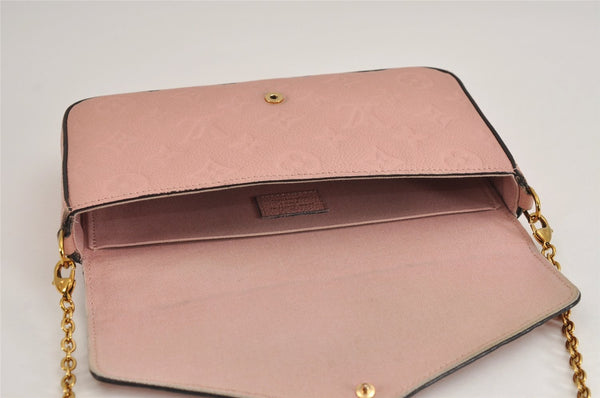 Auth Louis Vuitton Monogram Empreinte Pochette Felice Shoulder Bag Pink 1937J