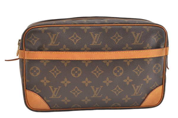 Authentic Louis Vuitton Monogram Compiegne 28 Clutch Hand Bag M51845 LV 1942K