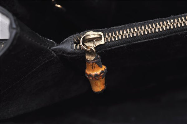 Authentic GUCCI Bamboo Shoulder Hand Bag Purse GG Leather Black Junk 1945G