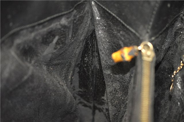 Authentic GUCCI Bamboo Shoulder Hand Bag Purse GG Leather Black Junk 1945G