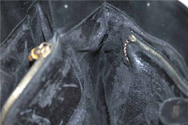 Authentic GUCCI Bamboo Shoulder Hand Bag Purse GG Leather Black Junk 1945G