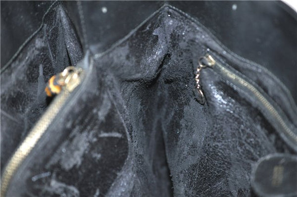 Authentic GUCCI Bamboo Shoulder Hand Bag Purse GG Leather Black Junk 1945G