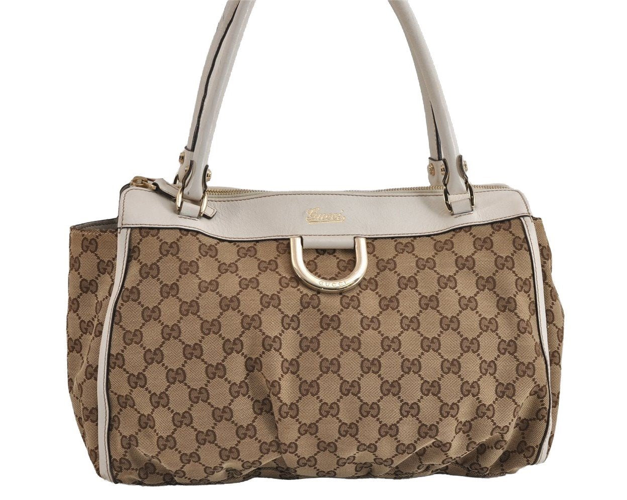 Authentic GUCCI Abbey Shoulder Tote Bag GG Canvas Leather 189831 Brown 1949J