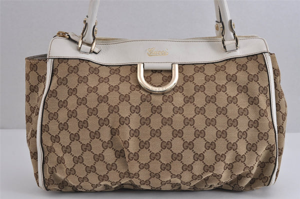 Authentic GUCCI Abbey Shoulder Tote Bag GG Canvas Leather 189831 Brown 1949J