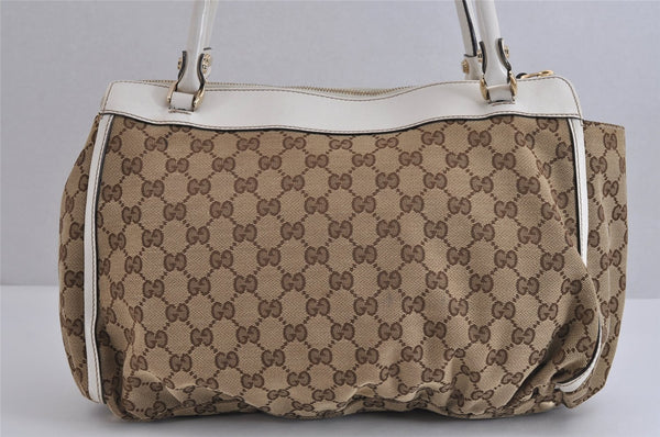 Authentic GUCCI Abbey Shoulder Tote Bag GG Canvas Leather 189831 Brown 1949J