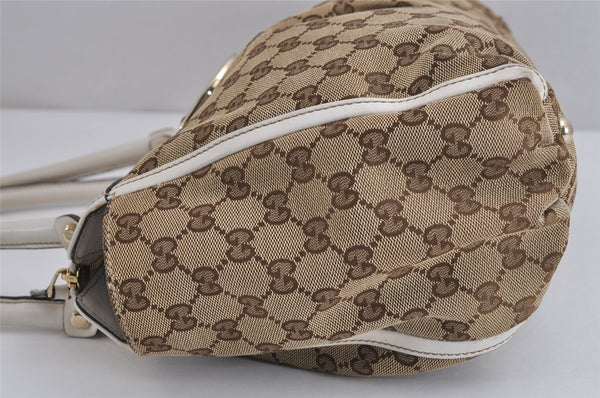 Authentic GUCCI Abbey Shoulder Tote Bag GG Canvas Leather 189831 Brown 1949J