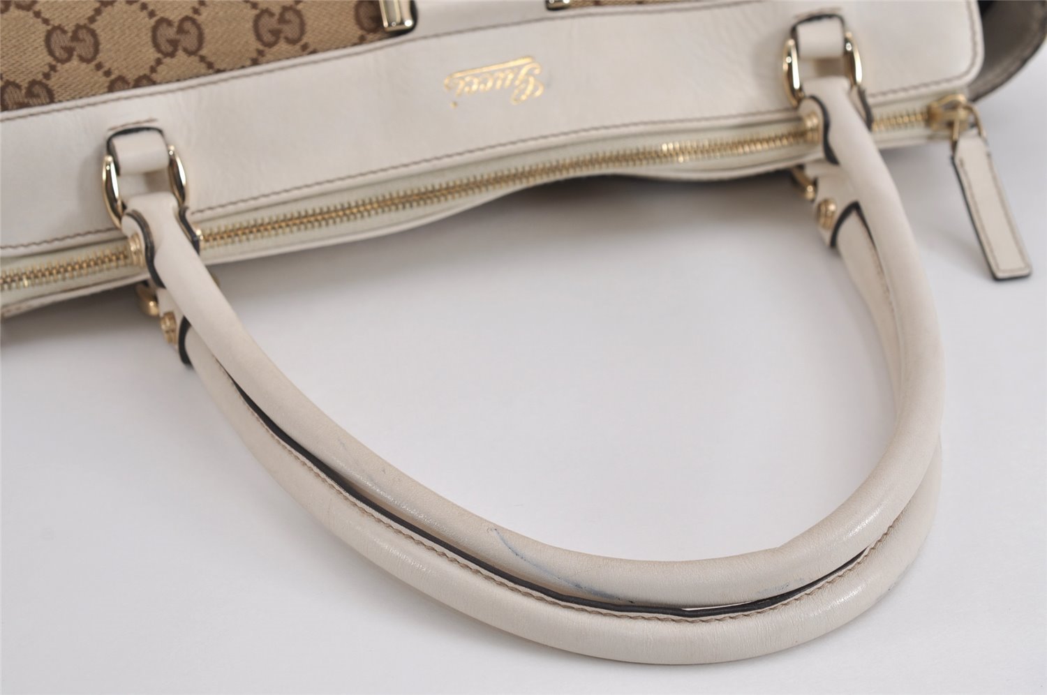 Authentic GUCCI Abbey Shoulder Tote Bag GG Canvas Leather 189831 Brown 1949J