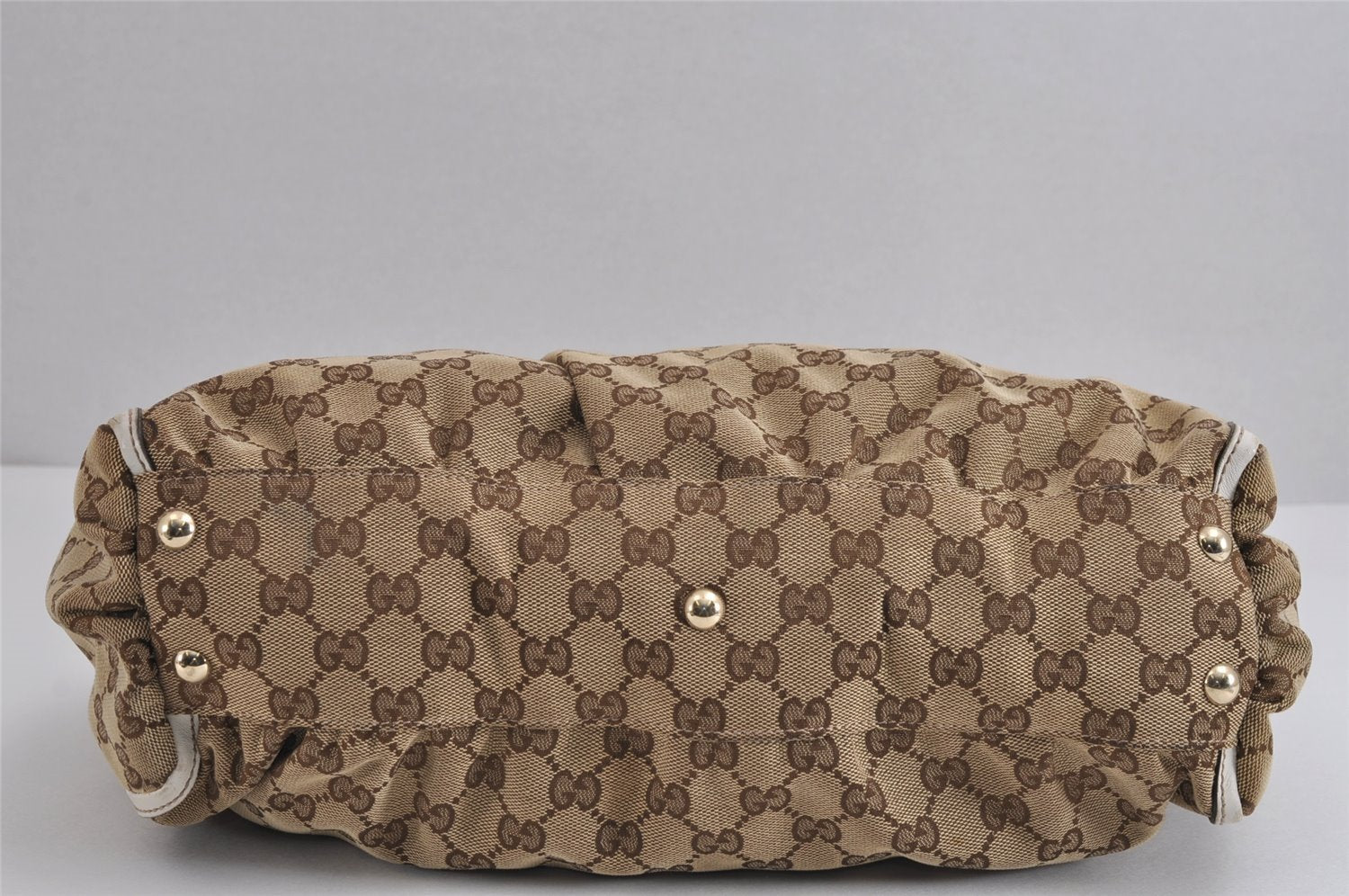 Authentic GUCCI Abbey Shoulder Tote Bag GG Canvas Leather 189831 Brown 1949J