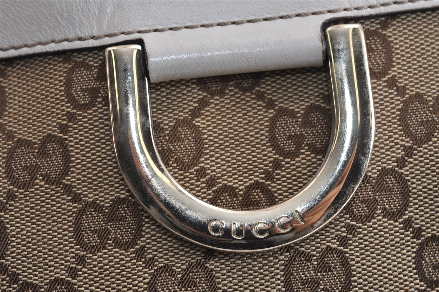 Authentic GUCCI Abbey Shoulder Tote Bag GG Canvas Leather 189831 Brown 1949J