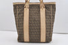 Authentic FENDI Zucchino Shoulder Tote Bag Canvas Leather Brown 1950J