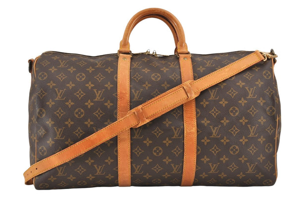 Authentic Louis Vuitton Monogram Keepall Bandouliere 50 M41416 Boston Bag 1950K