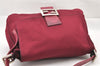 Authentic FENDI Mamma Baguette Shoulder Hand Bag Jersey Leather Wine Red 1951J