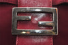 Authentic FENDI Mamma Baguette Shoulder Hand Bag Jersey Leather Wine Red 1951J