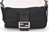 Authentic FENDI Mamma Baguette Shoulder Hand Bag Jersey Leather Black 1952J