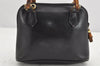 Authentic GUCCI Vintage Bamboo 2Way Shoulder Hand Bag Purse Leather Black 1952K