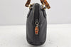 Authentic GUCCI Vintage Bamboo 2Way Shoulder Hand Bag Purse Leather Black 1952K