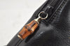 Authentic GUCCI Vintage Bamboo 2Way Shoulder Hand Bag Purse Leather Black 1952K