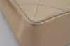 Authentic CHANEL Calf Skin Turnlock Matelasse Chain Shoulder Bag Beige 1953J