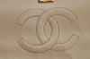 Authentic CHANEL Calf Skin Turnlock Matelasse Chain Shoulder Bag Beige 1953J