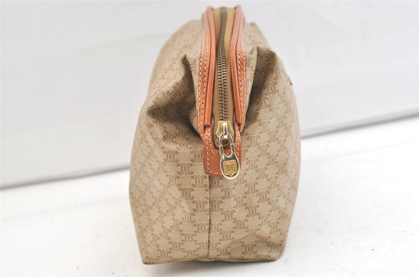 Authentic CELINE Macadam Blason Pattern Clutch Hand Bag PVC Leather Beige 1953K