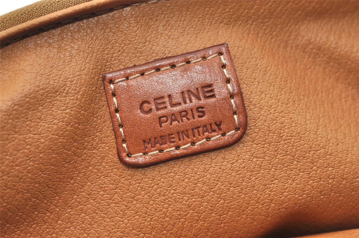 Authentic CELINE Macadam Blason Pattern Clutch Hand Bag PVC Leather Beige 1953K