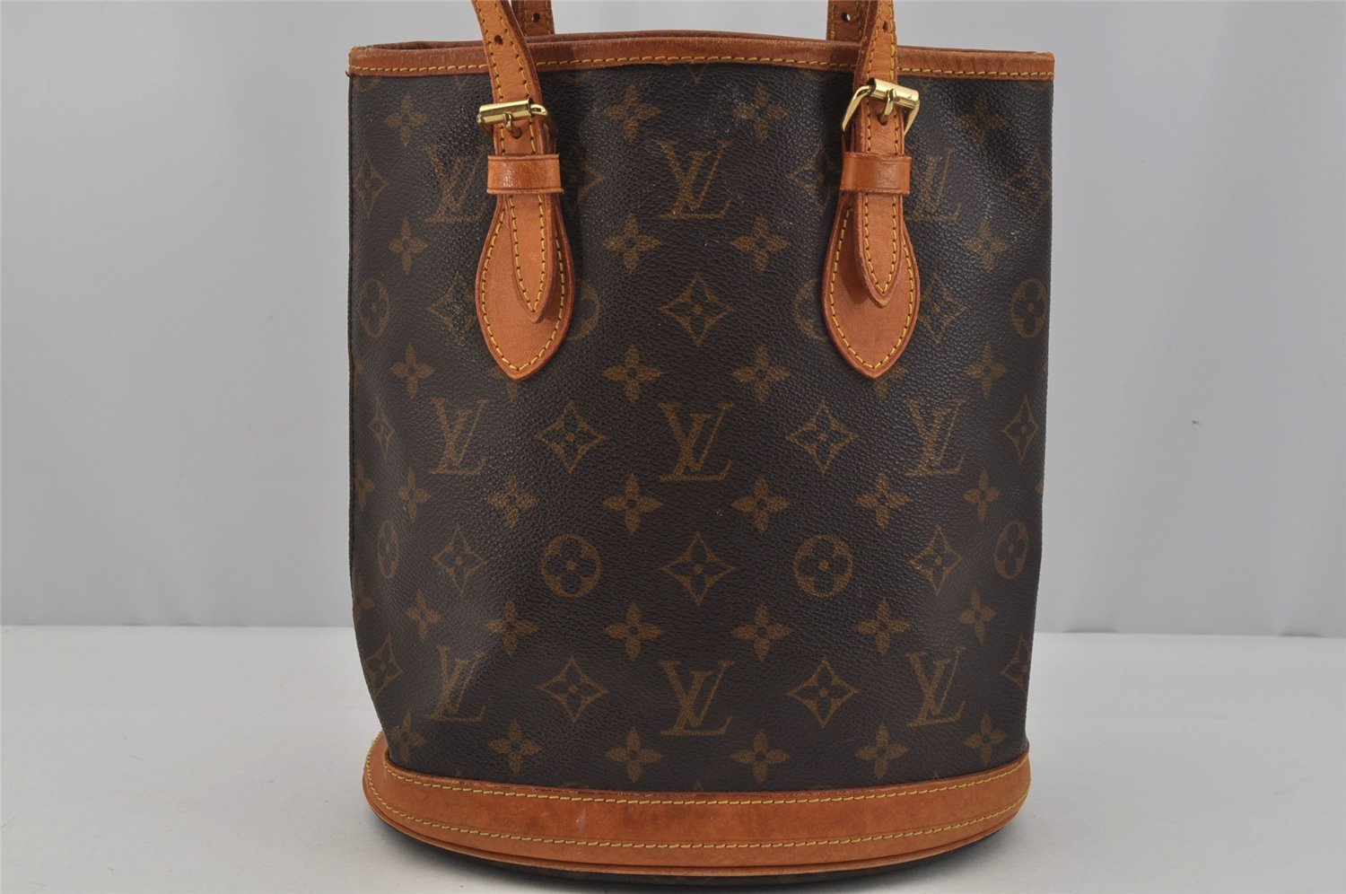 Authentic Louis Vuitton Monogram Bucket PM Shoulder Tote Bag M42238 Junk 1954J