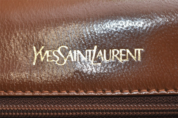 Authentic YVES SAINT LAURENT Shoulder Bag Purse PVC Leather Brown 1954K