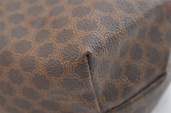 Authentic CELINE Macadam Blason Pattern Clutch Hand Bag PVC Leather Brown 1955K