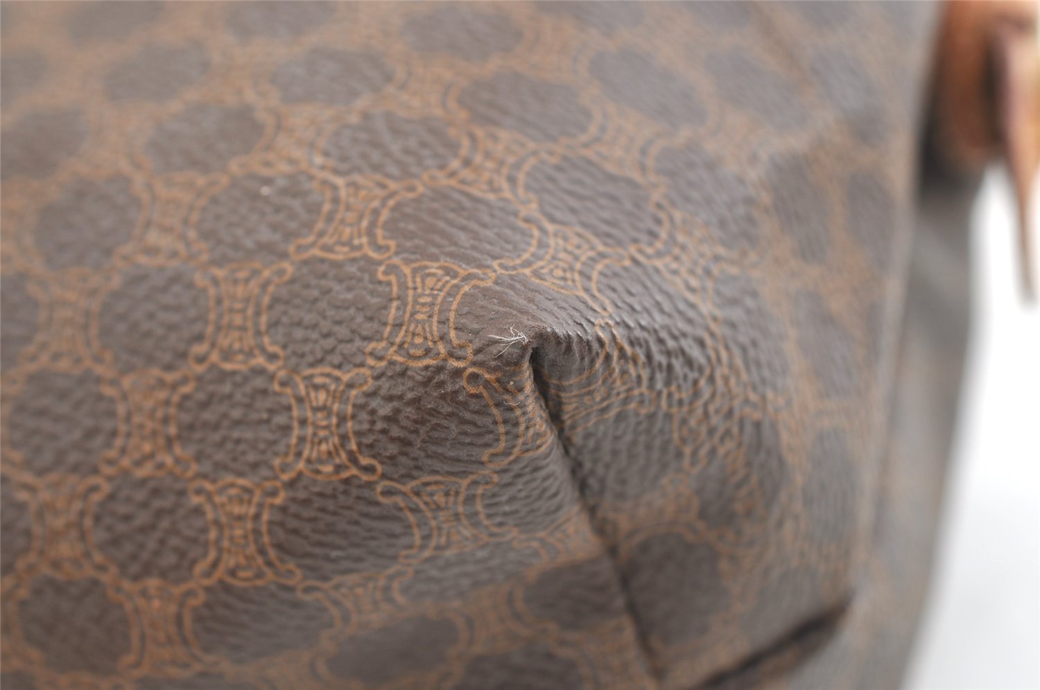 Authentic CELINE Macadam Blason Pattern Clutch Hand Bag PVC Leather Brown 1955K