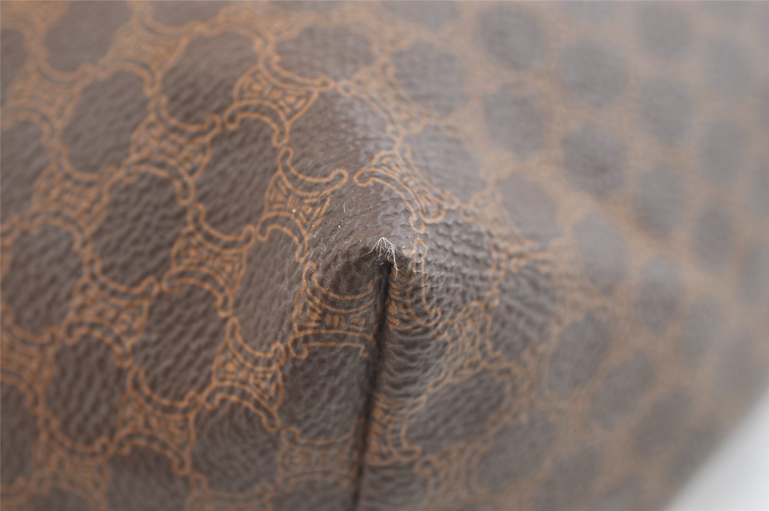 Authentic CELINE Macadam Blason Pattern Clutch Hand Bag PVC Leather Brown 1955K