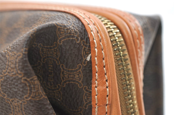 Authentic CELINE Macadam Blason Pattern Clutch Hand Bag PVC Leather Brown 1955K