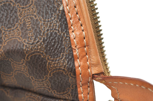 Authentic CELINE Macadam Blason Pattern Clutch Hand Bag PVC Leather Brown 1955K