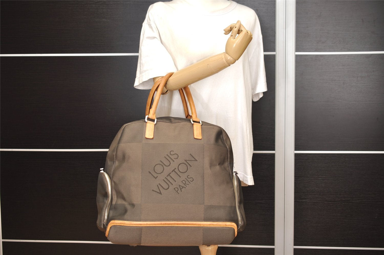 Authentic Louis Vuitton Damier Geant Aventurier Boston Bag Brown M93060 LV 1956J