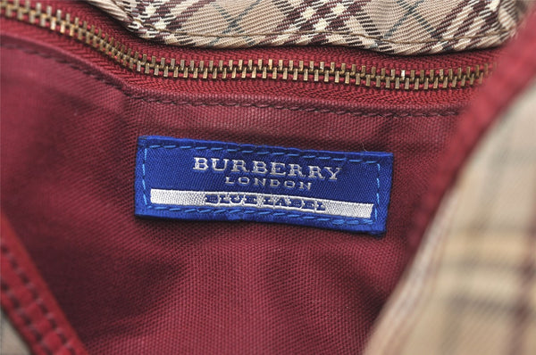 Authentic BURBERRY BLUE LABEL Check Shoulder Cross Bag Nylon Leather Beige 1956K