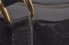 Authentic GUCCI Vintage Hand Boston Bag GG Canvas Leather Black 1957I
