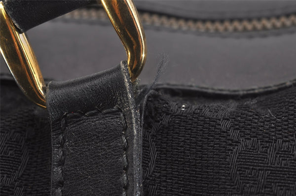 Authentic GUCCI Vintage Hand Boston Bag GG Canvas Leather Black 1957I