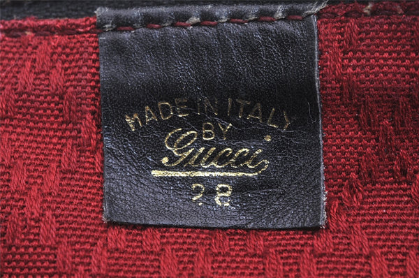 Authentic GUCCI Vintage Hand Boston Bag GG Canvas Leather Black 1957I