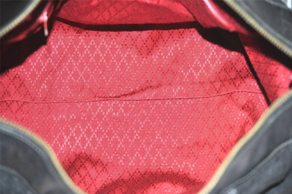 Authentic GUCCI Vintage Hand Boston Bag GG Canvas Leather Black 1957I